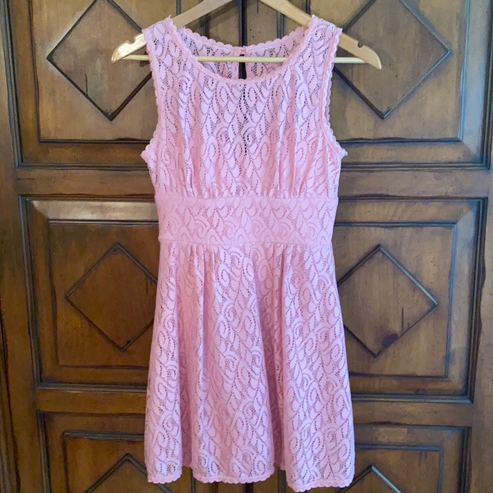 Juniors pink lace, size 5 dress